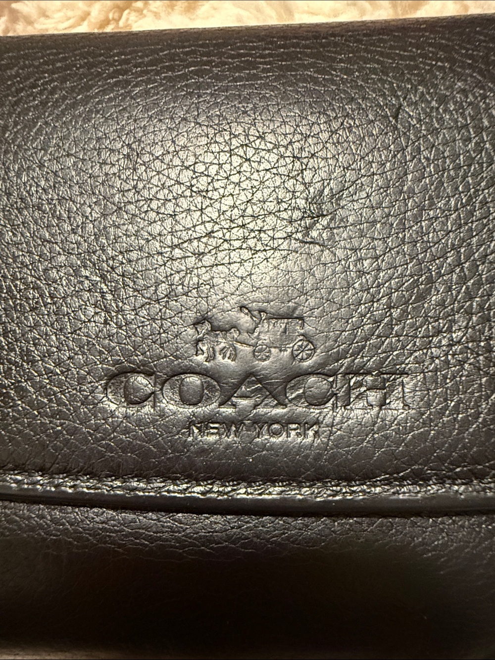 Coach Black Pebbled Leather w/ Removable Checkbook Wallet 2Fer - Picture 4 of 13